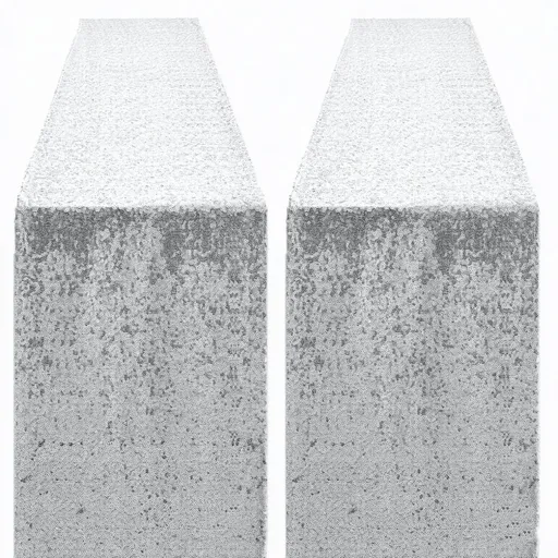 2 Packs 12 x 72 inches Silver Sequin Table Runner, Glitter Runner for Birthday Party Supplies Decorations Wedding Bachelorette