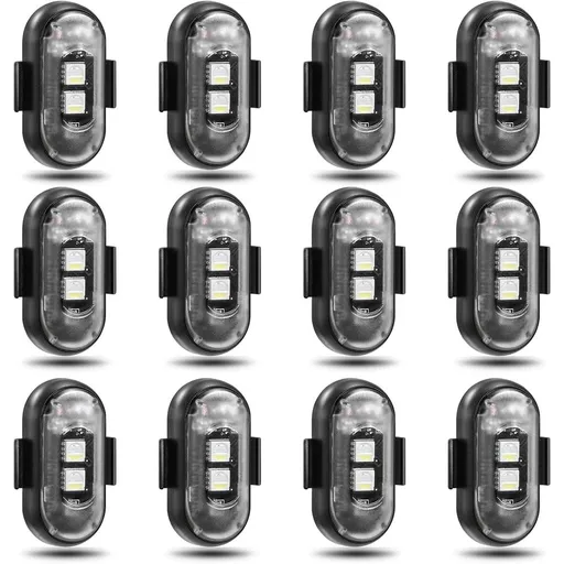12PCS Wireless Led Strobe Lights, Wireless LED Strobe Lights with Remote Control, 7 Colors IP65 Waterproof USB High Brightness Anti-Collision for Car Motorcycle Drone