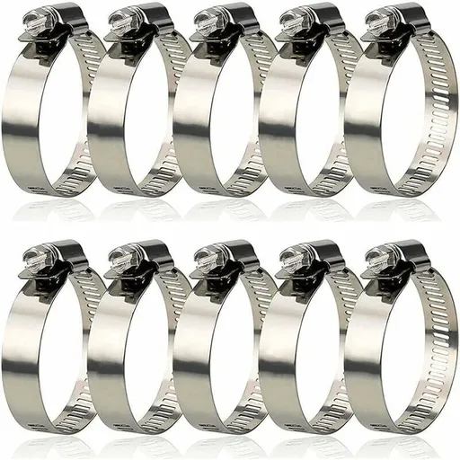 10 Pieces Hose Clamp, Adjustable Hose Clamp 27, 304 Stainless Steel Hose Clamp, 51 mm
