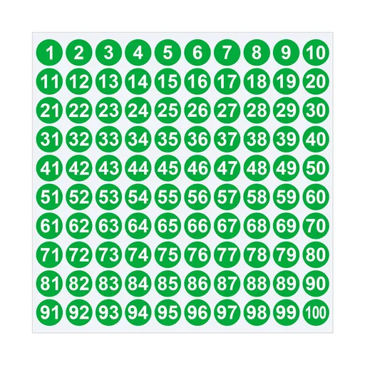 1 Inch Round Number Stickers,1-100 Multi-Color Self-Adhesive Labels for Mailbox,Scrapbook,and DIY Crafts,Easy to Peel and Stick on Various Surfaces,Durable Paper Material for Long-Lasting Use Green