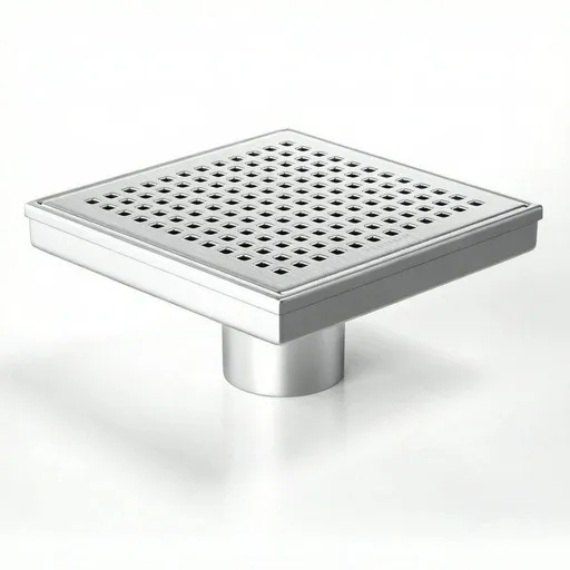 Square Shower Drain 6", 304 Stainless Steel Floor Drain w/Hair Strainer, Grid Shower Drain w/CUPC Certified, Brushed
