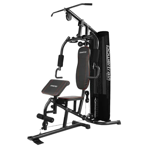 Powertrain Multi Station Home Gym 68kg Weight Stack All-in-One Fitness Workout Machine Lat Pulldown Preacher Curl