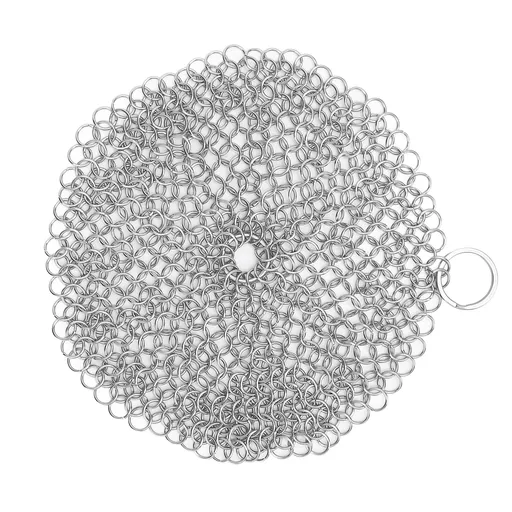Stainless Steel Cast Iron Cleaner 316 Chain Mail Scrubber for Pre Seasoned Pan Ovens Waffle Pans Scraper 7in