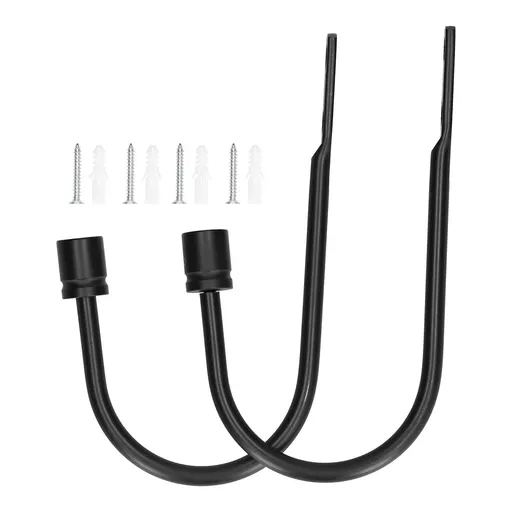 2Pcs Curtain Hook Aluminum Alloy U Shaped Cylinder Fixed Drapery Holdback for Home Office BedroomBlack