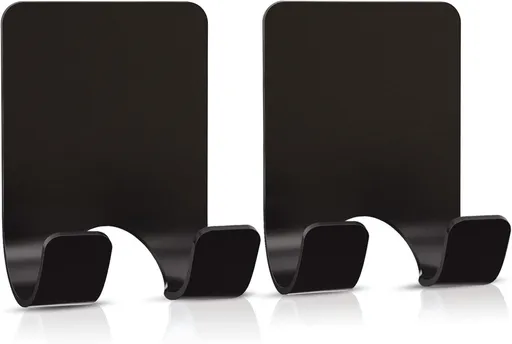 Shower Wall Razor Holder, Metal Adhesive Razor Hooks for His and Hers, Waterproof, Black, 2 Pcs