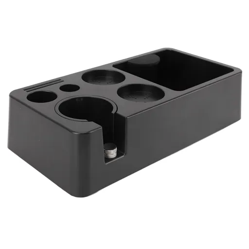 Coffee Tamping Station ABS Modern Multifunctional Coffee Filter Tamper Holder Portafilter Stand for Home Kitchen Cafe Bar Black