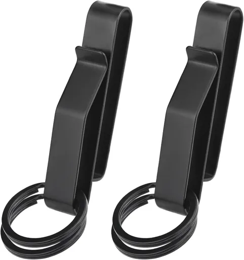 2 pieces - Keychain - Tactical keychain - Belt keychain - Duty Belt Keychain - Key clip - Key ring - Belt clip - with 2 keychains - stainless steel stealth belt loop keychain holder - 7.5*1.3*2.3 cm - black