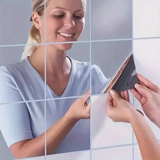 Mirror Wall Stickers | Mirror Stickers | Bathroom Stickers | 9 Wall Stickers | 15x15 cm | On Tiles and Smooth Surfaces