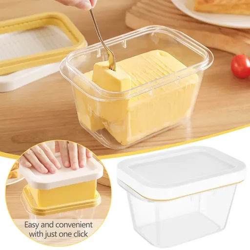 Stainless Steel Butter Cutter & Storage Box with Lid | Multi-Slice Cheese & Butter Slicer | 14x10x8.5cm | Keep Fresh in Refrigerator | Even Cutting & Precise Portions | Durable Kitchen Tool
