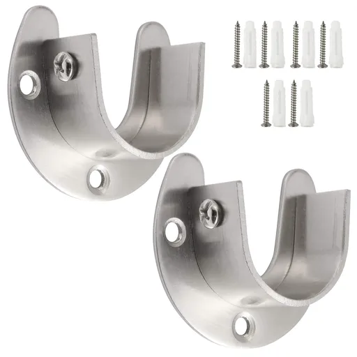 2 PCS Heavy Duty Closet Rod Brackets Closet Shower Rod Bracket Closet Rod Holders Closet Pole Sockets Closet Rod Supports