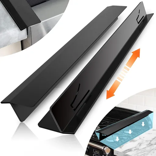 2PCS Kitchen Stove Counter Gap Covers, Stainless Steel Stove Gap Guard, Cooktop Trim Kit, Stove Gap Guards, Oven Gap Filler, Heat Resistant & Effectively Protect Stove Gap Filler