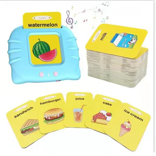 （blue）English Speaking Flashcards, Speech Buddy Talking Flash Cards Bilingual, Word Toys for Kids, Flash Parlantes