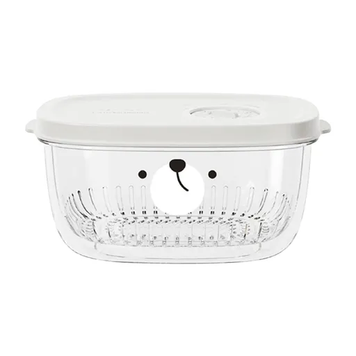 Fridge Berry Storage Container with Lids with Strainer, Plastic Fresh Produce Saver Keeper for Vegetable Fruit Meat Lettuce, BPA Free Kitchen Refrigerator Organization White