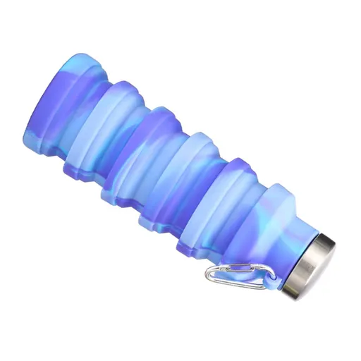 Silicone Foldable Water Bottle Portable Leakproof Reusable Travel Water Cup for Outdoor Camping Hiking Sports Camo Purple
