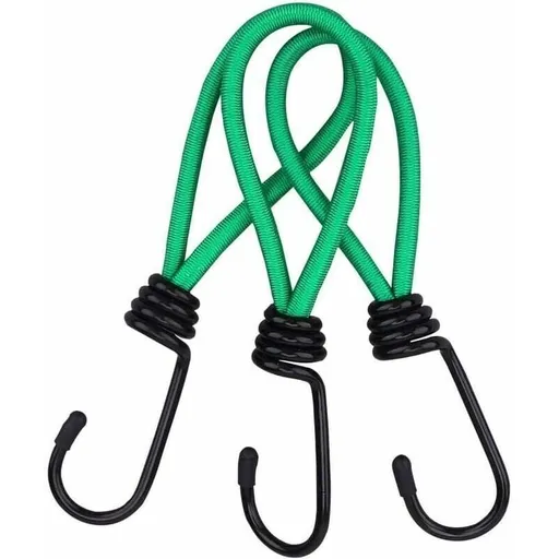 Rubber Straps with Hooks 16 Pieces Green, for Camping Tents, Tarpaulins, and Awnings