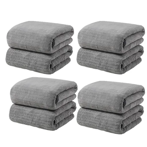 Microfiber Hair Towel Wrap - Quick Dry Curly Hair Wraps for Women Wet Hair, Microfiber Towel for Hair, Hair Drying Towel Wrap, Hair Towels for Women, Hair Turban for Wet Hair (29 ×14 Inch) 4 pc Gray