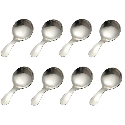 8PCS Silver Stainless Steel Short Handle Spoons Soup Spoons Condiments Spoon Dessert Spoon Tea Coffee Spoons