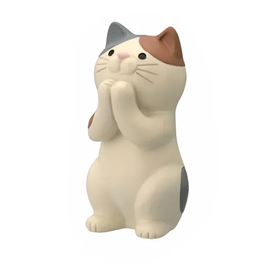 Cat Ornament Multifunctional Phone Tablet Glasses Pen Holder Desk Decoration for Home Clasp Hands Tri Colored Cat