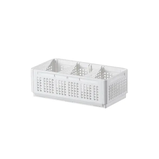 Collapsible Storage Basket with Layered Dividers Durable Plastic Foldable - XS
