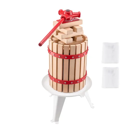 Fruit Wine Press Heavy Duty Manual 6L Solid Wood Basket with 8 Blocks for Juice Making Cider Apple Grape Tincture Honey Olive Oil