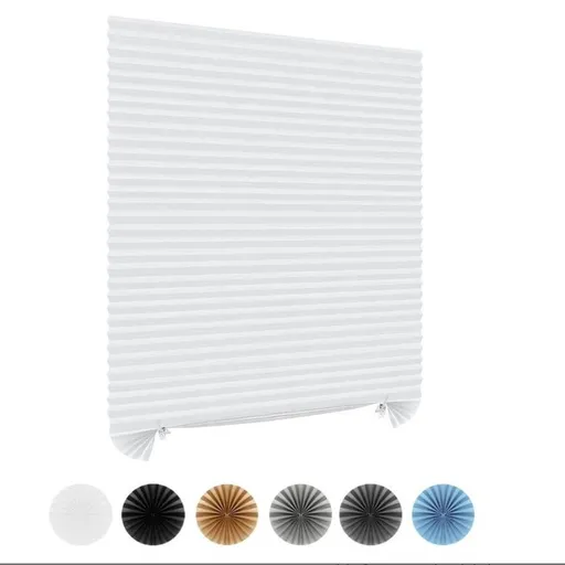 90 x 150 CM White Self-Adhesive Pleated Window Blinds (2 Packs) - No-Drill Cuttable Light Filtering Shading Blinds