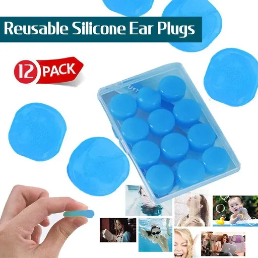 12PCS Silicone Moldable Ear Plugs Noise Cancelling Waterproof Reusable Set