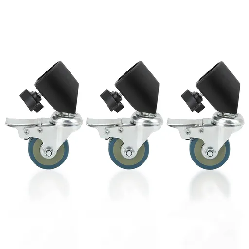 Professional Swivel Caster for Photography Light Stand Wheels Set(3 Pack),Durable Metal Constuction and Rubber Base