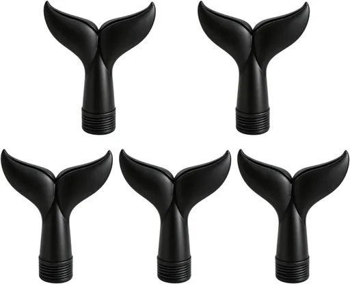 5-Piece Threaded Pool Fountain Nozzle Set for Water Feature Display, 5 Piece Fishtail Heads for Poolside Display Areas Pool Fountain Nozzle Fishtail Head Water Feature Decorative Backyard Threaded Head Set - Black - Size 95mm