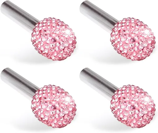 4 PCS Bling Car Door Lock Covers, Luxury Rhinestone-encrusted Door Latch Cap, Anti-rust Non-slip Pull Knob Decorative Cover, Universal Sparkly Interior Modification for Most Cars (Pink)