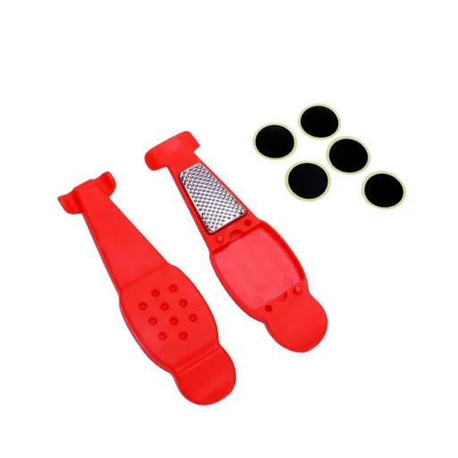 Bicycle Tire Puncture Repair Kit Bicycle Tire Repair Kit Tyre PatchesLevers Rasp Tool - Red
