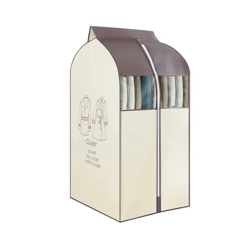 Hanging Garment Covers with Clear Window 120cm for Clothes Rack Closet Hanging - Beige