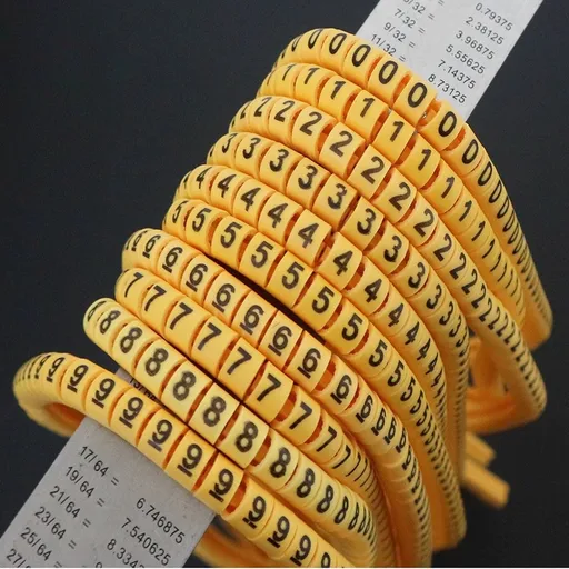 Yellow Electrical Wire Markers 0-9, 1000pcs Complete Set 0.75mm2 Cable Numbering Tags for Commercial