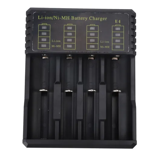 USB 4 Slot Battery Charger Smart LED Display Fast Charging Universal Compatibility for Li Ion Ni MH Ni CD Batteries