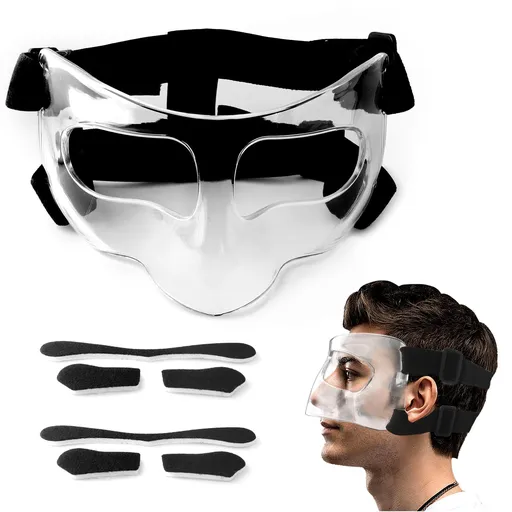Nose Guard for Broken Nose, Face Shield Masks for Soccer and Basketball Sports, Adjustable for Adults and Teenagers