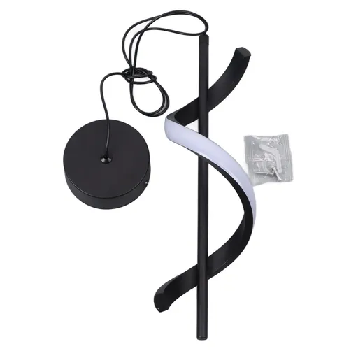 Spiral LED Pendant Light Black Glareless Bright Eyes Protection LED Hanging Lamp for Living Room Cafe Family 85‑265V White Light