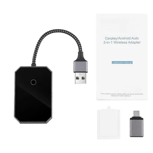 2 in 1 Wireless CarPlay Adapter, Convert Wired to Wireless CarPlay Box