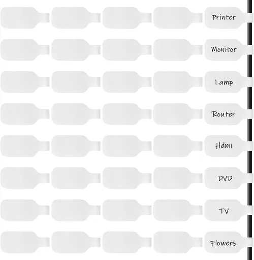 40 Pcs Reusable Cable Cord Wire Labels, Cable Labels Wire Tags Easy Write-On Cables Markers with Hook Loop Closure, Tear-Resistant Nylon Cables Tags for Organizing Electronics, Home, Office (White)​