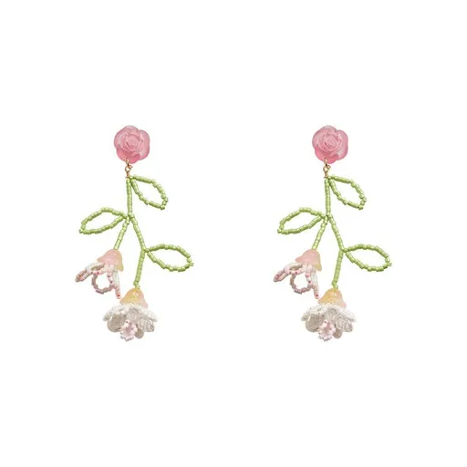 Handmade DIY Beaded Flower Earrings Accessories Material Kit Summer Crystal Flower Accessories Pendant Earrings