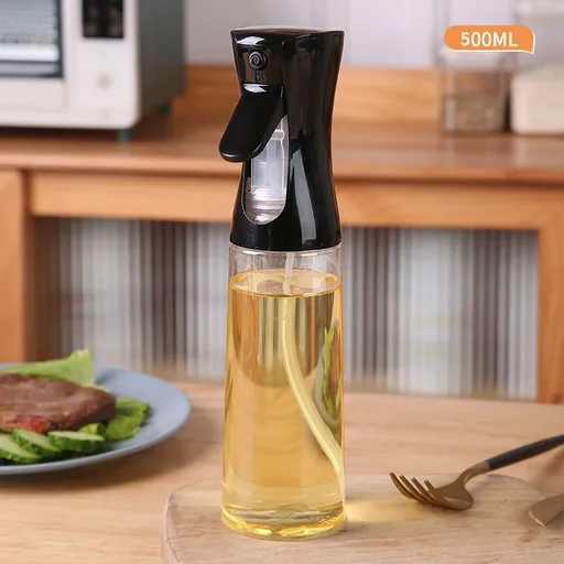 Push‑Type Mist Oil Sprayer Transparent Plastic Cooking Oil Bottle Fitness Diet Portion Control for Air Fryer 500ml Black Nice Christmas Present