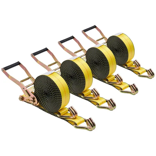 Ratchet Straps, 50.8 mm x 9.1 m, Heavy Duty Tie Down Straps with Double J Hook, 4536 kg Break Strength, Carry Bag, Tie Down Ratcheting for Moving, Trailers, Motorcycles, Kayaks, Car Roof, 4 Pack