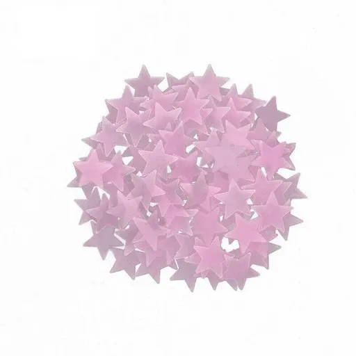100 Pieces Glow-in-the-Dark Luminous Star Wall Stickers for Bedroom or Ceiling Decor - Pink