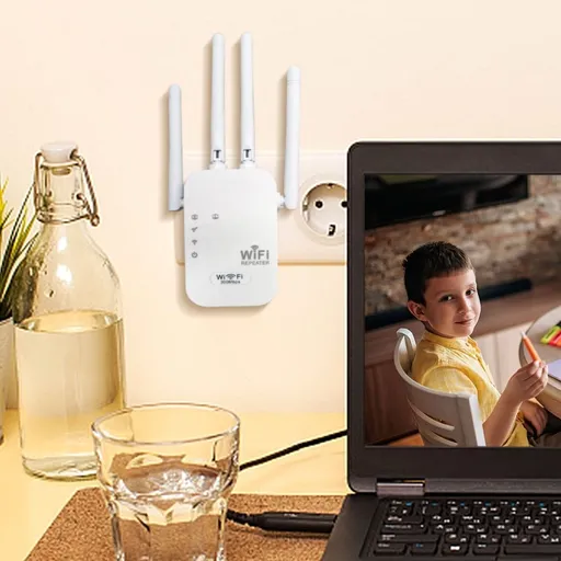 WiFi Extender Signal Booster 2.4GHz Wireless Repeater 300Mbps Range Amplifier with Ethernet Port WPS Easy Setup Secure for Home Office Internet Coverage