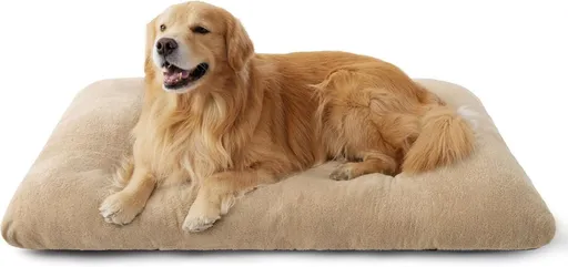 Washable Dog Bed for Crate, Giant Comfort Fluffy Plush Pet Pillow Bed Kennel Pad with Non-Slip Bottom, Machine Washable Pet Sleeping Mat for Jumbo - Brown - Size 29"L x 21"W x 3"Th