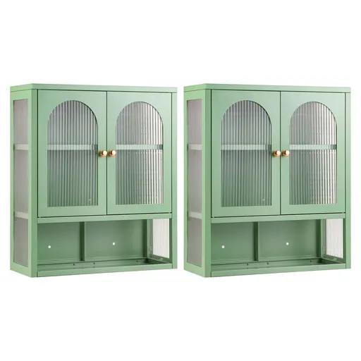 Artiss Buffet Cabinet Sideboards X2 Wall Mounted Fluted Display Storage Green
