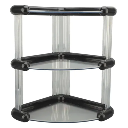 Desktop Corner Stand Multipurpose Simple Stylish Large Capacity 3 Tiers Corner Storage Organizer for Bathroom Kitchen Office Black