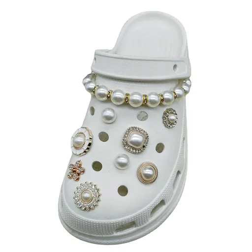 Shoe Charms for Women Girl,Pearl Shoe Charms with Shoe Chains for Women Girls Shoe Accessories Decoration Charms for Slippers