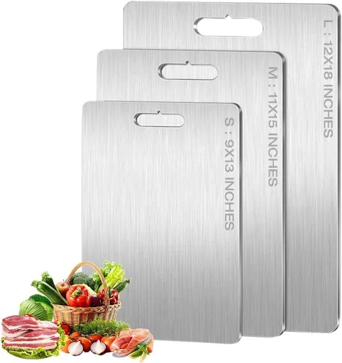 New Titanium Cutting Boards - 100% Pure Titanium Cutting Boards for Kitchen - Cutting Edge Hygiene & Durability, Double Sided Medical-grade Titanium Cutting Mat from Japan (15 x 11 in) 13" x 9"