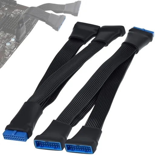 2Pcs USB 3.0 Header Splitter Extension Cable, 19/20 Pin 1 to 2 Y Internal Hub Splitter, Internal Adapter DIY-Cable for Motherboard (5.9 inch)