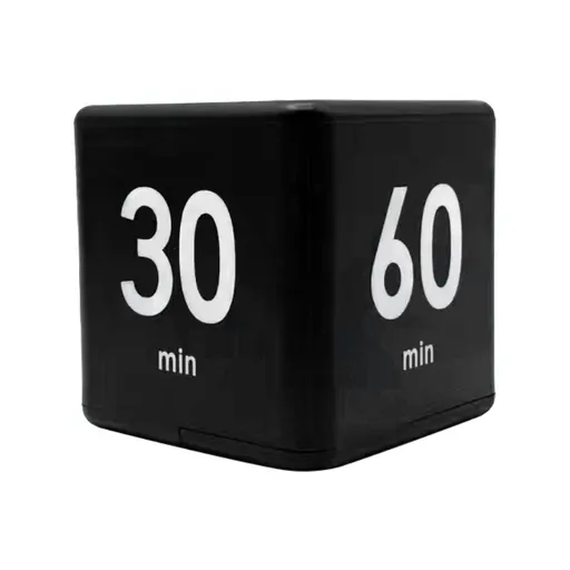 1 Piece Digital Flip Cube Timer with Gravity Sensor and Preset Countdown Settings for Cooking, Study, Work and Time Management, Black
