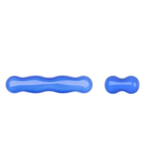 Blue Cooling Gel Keyboard and Mouse Wrist Rest Set - Ergonomic Silicone Support, Non-Slip Base - Transparent Cushion for Office, Gaming & Home Desk Setup